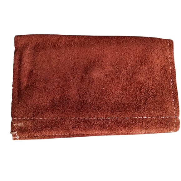 Vintage Hippie Wallet Brown Suede Coin Purse With Snap Button 6x4 1970's Leather - Picture 3 of 5